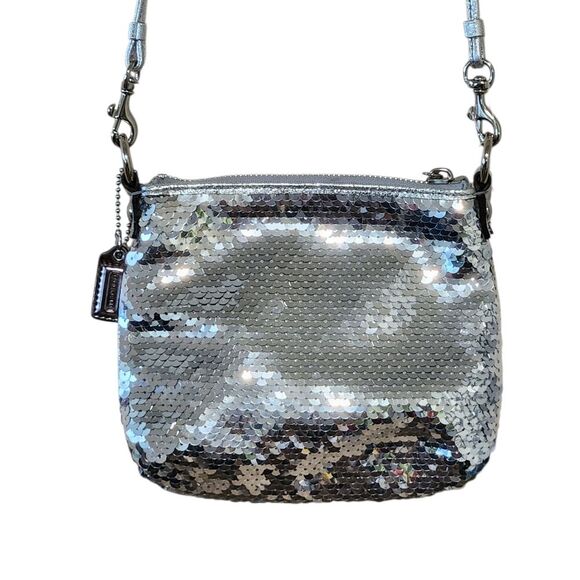 Coach Poppy Pop Disco Crossbody Bag Silver Sequins NWT - Picture 2 of 15